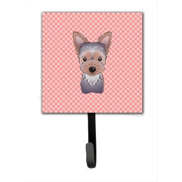 Carolines Treasures Checkerboard Pink Yorkie Puppy Leash or Key Holder- 4.25 W x 7 H In. BB1232SH4 - main